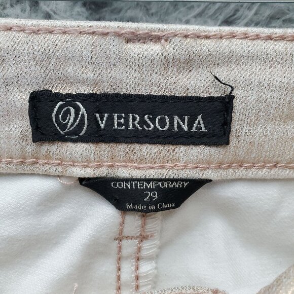 Versona Jeans Womens 29 Gold Shimmer Contemporary Metallic Stretch Skinny Denim - Picture 2 of 11